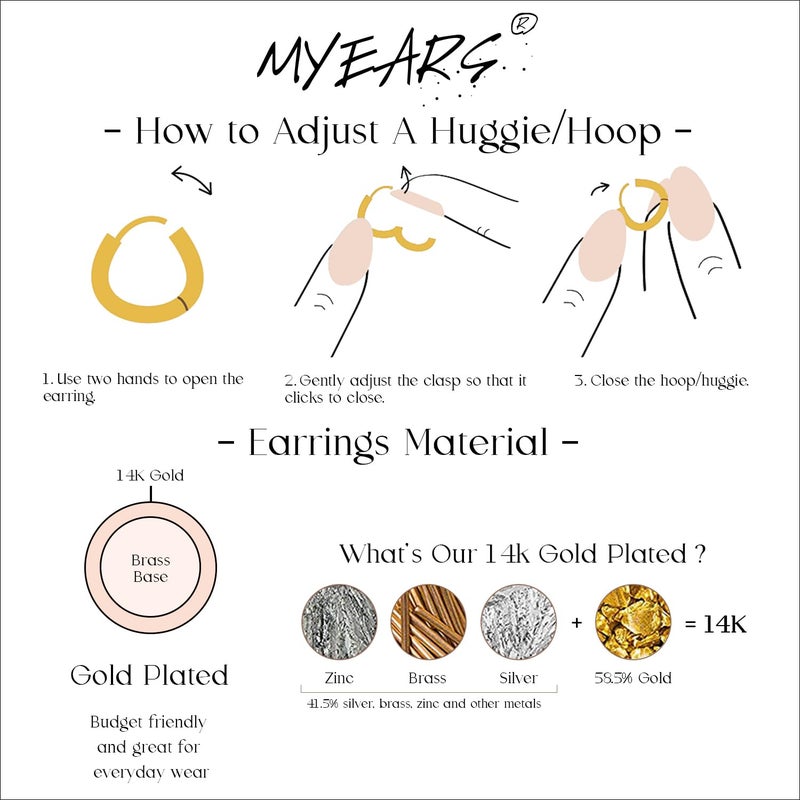 MYEARS Women Plain Band Earrings Gold Huggie Hoop 14K Small Simple Hypoallergenic Everyday Jewelry - Image 4